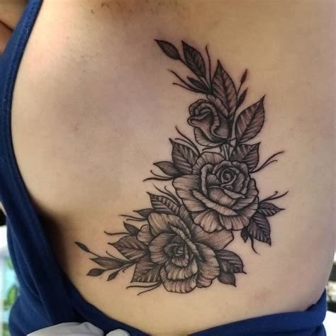 floral side boob tattoo|Breast Tattoos